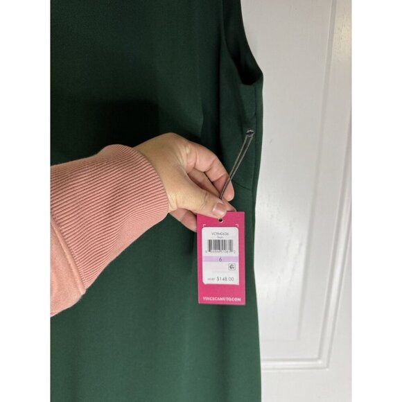 NWT VINCE CAMUTO Green Sequin Lined Stretch Sleeveless Sheath Dress Sz 6 $148 - Picture 5 of 10